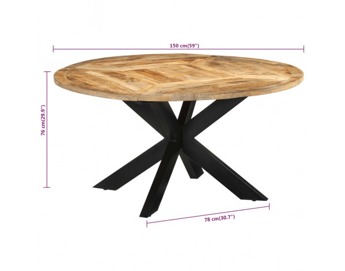 Sonata H Трапезна маса, Ø150x76 cм, грубо мангово дърво масив