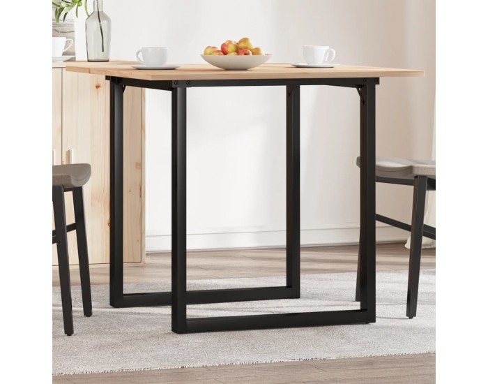 Sonata H Трапезна маса О-образна рамка 90x90x75 см бор масив и чугун