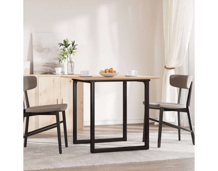 Sonata H Трапезна маса О-образна рамка 90x90x75 см бор масив и чугун