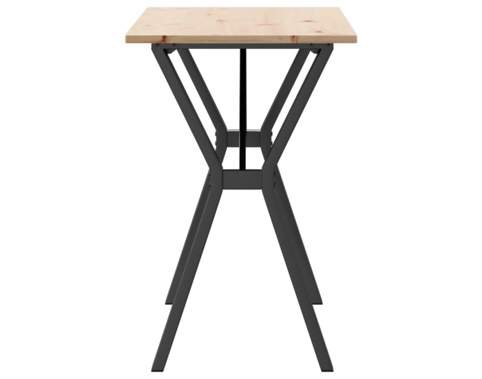 Sonata H Трапезна маса Y-образна рамка 100x50x75 см бор масив и чугун