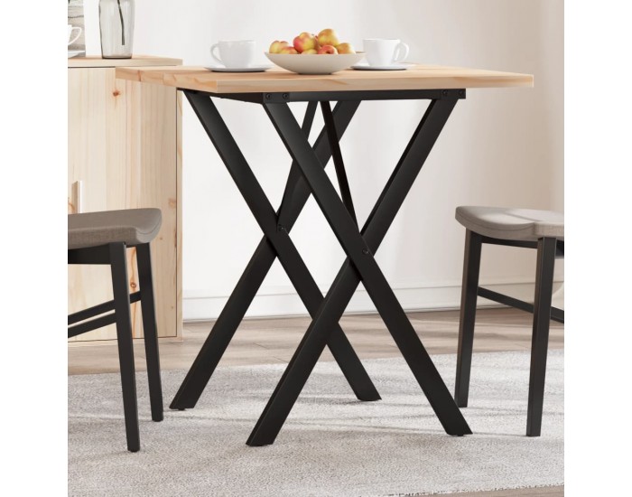 Sonata H Трапезна маса X-образна рамка 70x70x75,5 см бор масив и чугун