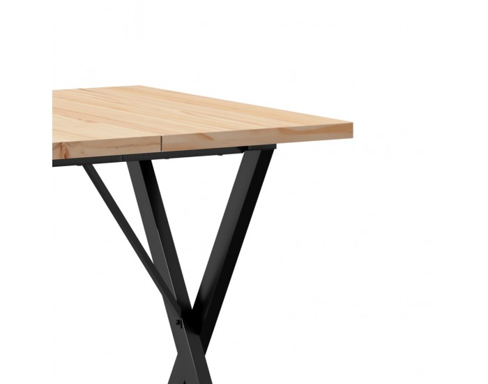 Sonata H Трапезна маса X-образна рамка 70x70x75,5 см бор масив и чугун