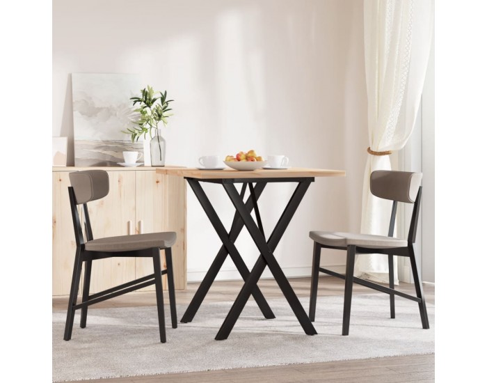 Sonata H Трапезна маса X-образна рамка 70x70x75,5 см бор масив и чугун