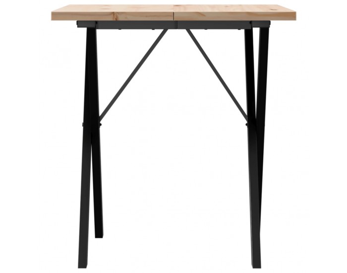 Sonata H Трапезна маса X-образна рамка 70x70x75,5 см бор масив и чугун