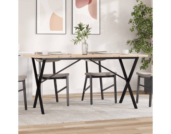 Sonata H Трапезна маса X-образна рамка 160x80x75,5 см бор масив и чугун