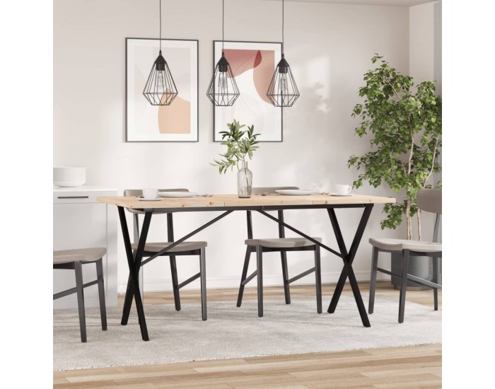 Sonata H Трапезна маса X-образна рамка 160x80x75,5 см бор масив и чугун