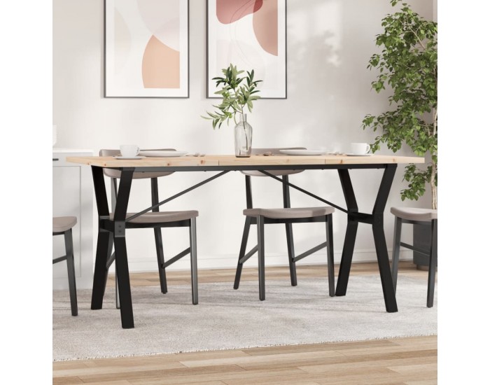 Sonata H Трапезна маса Y-образна рамка 140x80x75,5 см бор масив и чугун