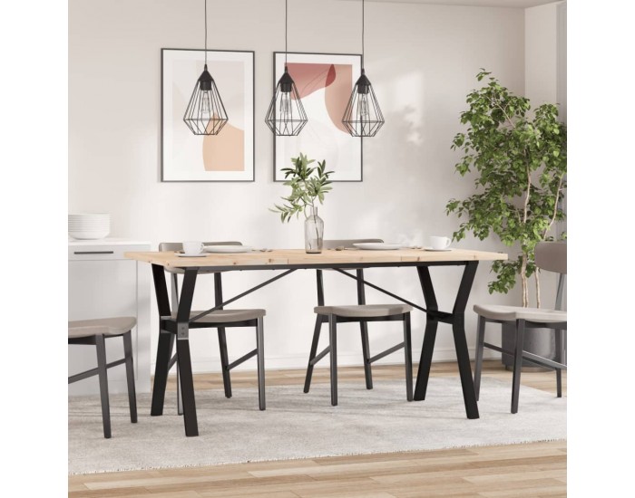 Sonata H Трапезна маса Y-образна рамка 140x80x75,5 см бор масив и чугун