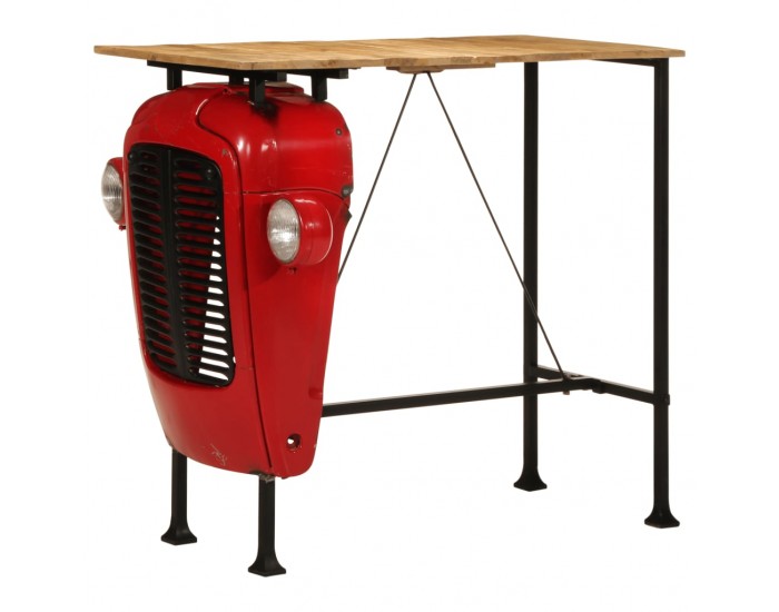 Sonata H Бар маса трактор червен и кафяв 55x120x107 см манго дърво масив