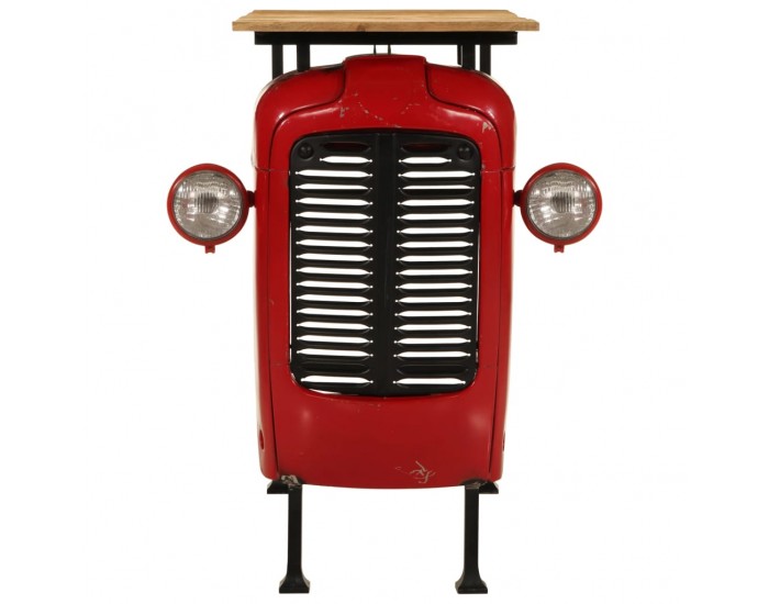 Sonata H Бар маса трактор червен и кафяв 55x120x107 см манго дърво масив