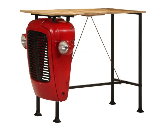 Sonata H Бар маса трактор червен и кафяв 55x120x107 см манго дърво масив