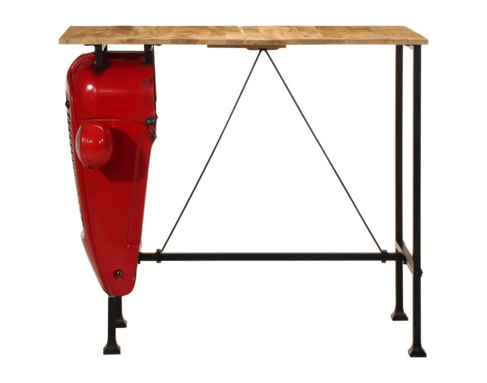 Sonata H Бар маса трактор червен и кафяв 55x120x107 см манго дърво масив