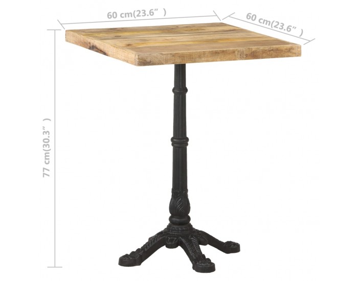 Sonata H Бистро маса, квадратна, 60x60x77 см, грубо мангово дърво
