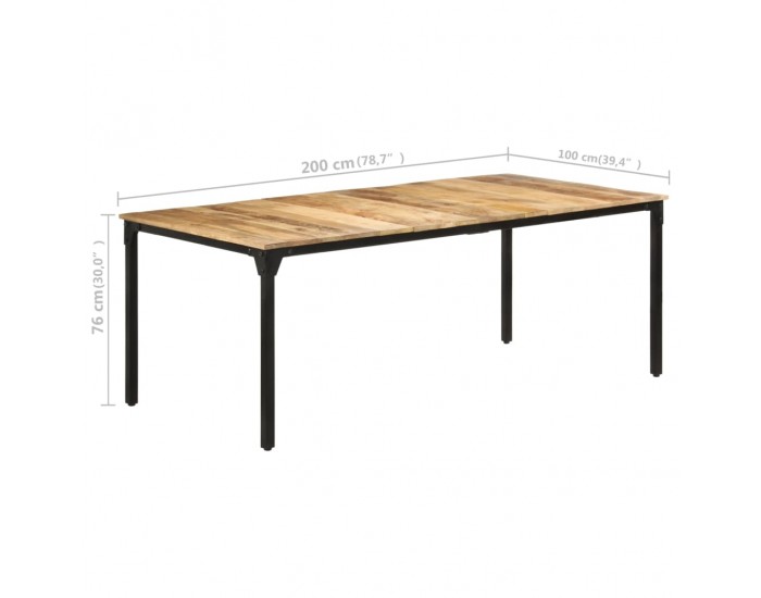 Sonata H Трапезна маса, 200x100x76 cм, грубо мангово дърво