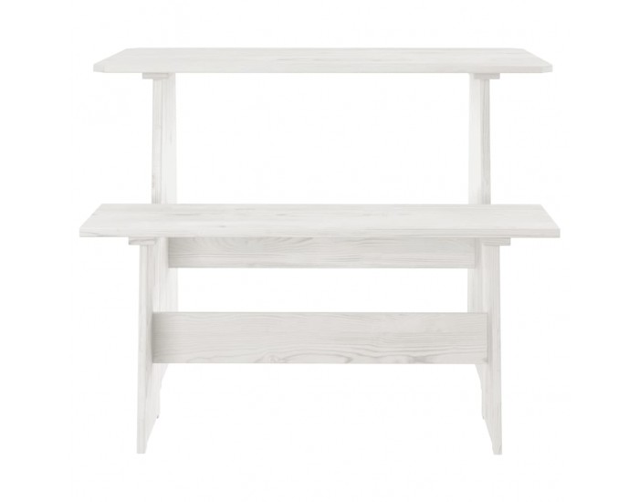 Sonata H Трапезна маса с пейка REINE, бяла, борово дърво масив