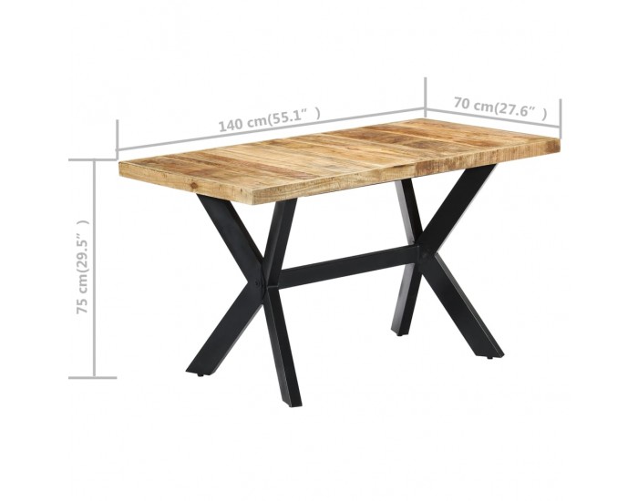 Sonata H Трапезна маса, 140x70x75 cм, грубо мангово дърво масив