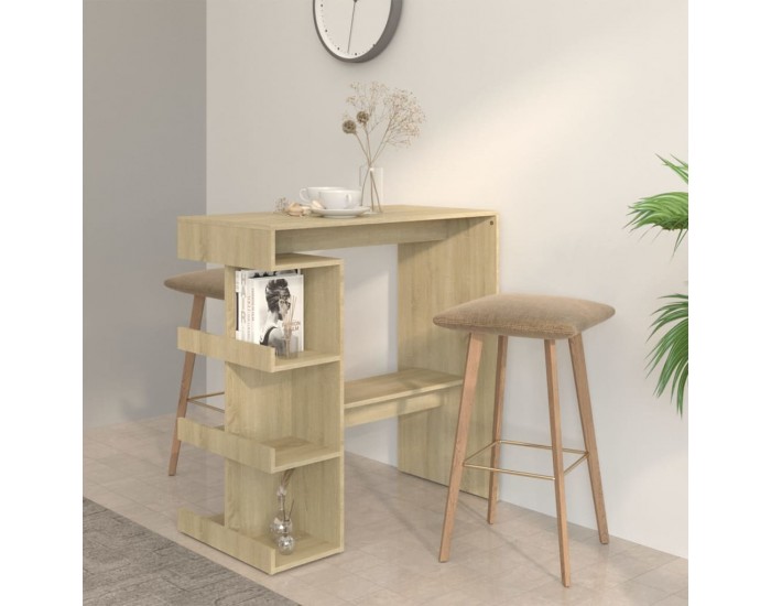 Sonata H Бар маса с рафтове сонома дъб 100x50x101,5 см инженерно дърво