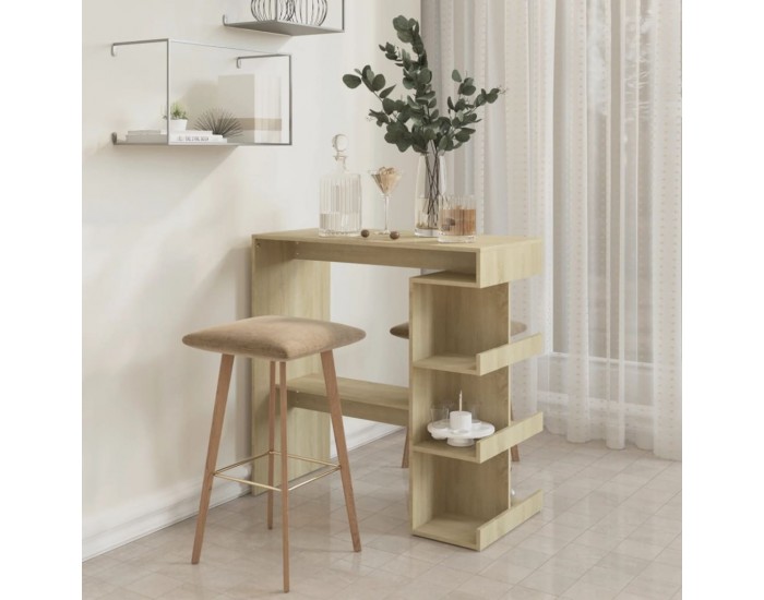 Sonata H Бар маса с рафтове сонома дъб 100x50x101,5 см инженерно дърво