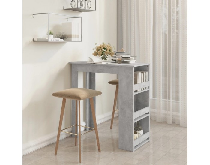 Sonata H Бар маса с рафт за съхранение, бетонно сива, 102x50x103,5 см