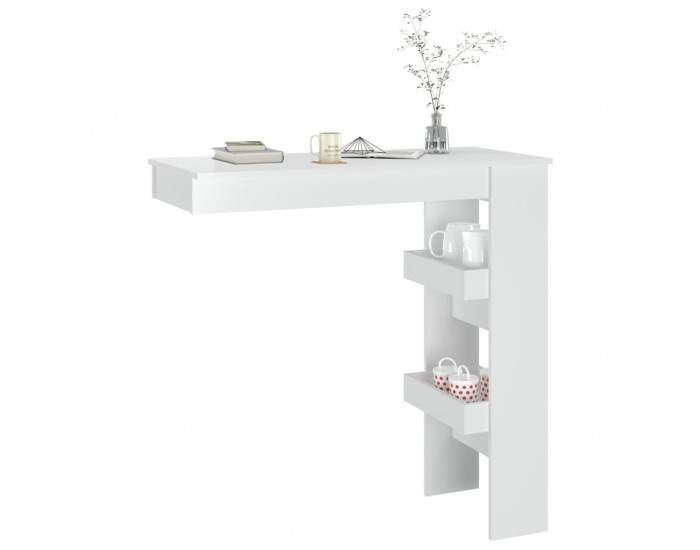 Sonata H Стенна бар маса, Бял гланц, 102x45x103,5 см, инженерно дърво