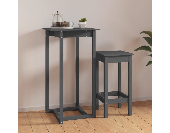 Sonata H Бар маса, сива, 60x60x110 см, борово дърво масив