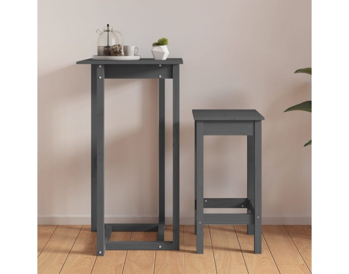 Sonata H Бар маса, сива, 60x60x110 см, борово дърво масив