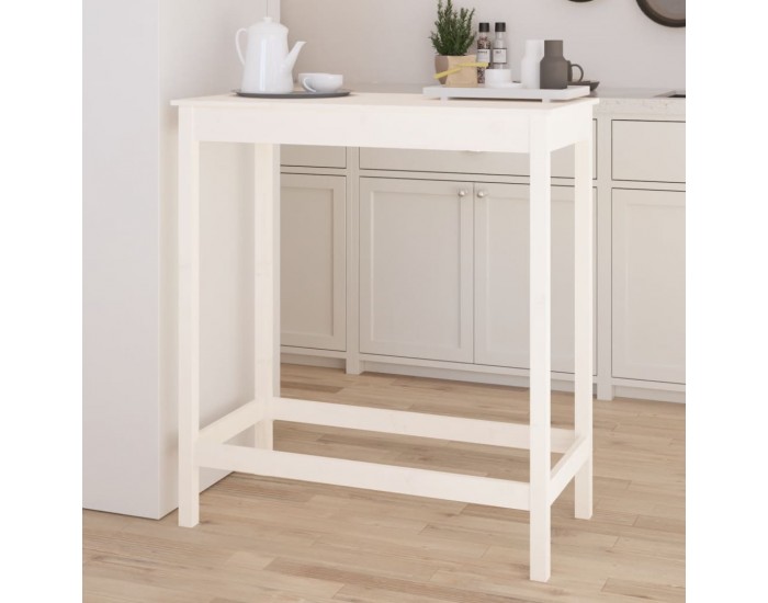 Sonata H Бар маса, бяла, 100x50x110 см, борово дърво масив