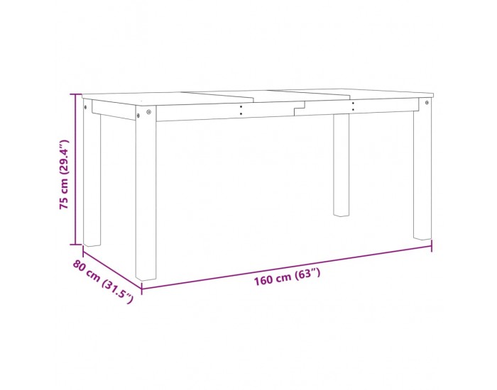 Sonata H Трапезна маса Panama сива 160x80x75 см бор масив