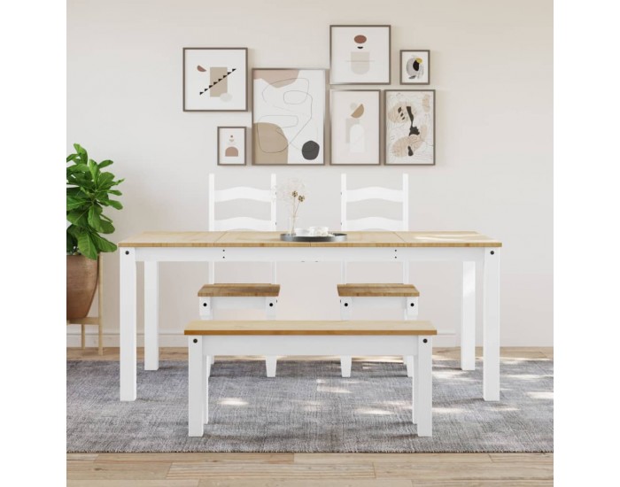 Sonata H Трапезна маса Panama бяла 180x90x75 см бор масив