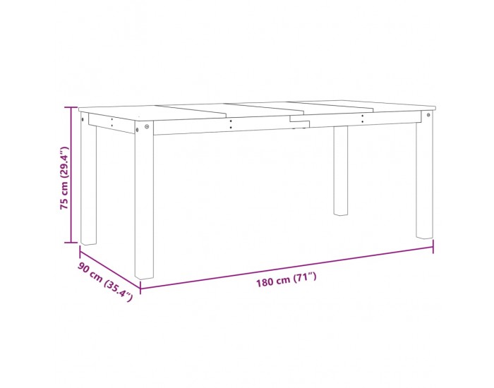 Sonata H Трапезна маса Panama бяла 180x90x75 см бор масив
