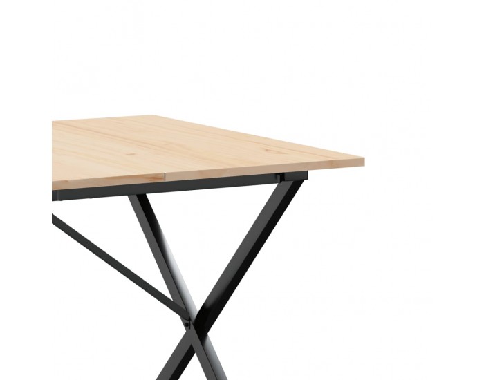 Sonata H Трапезна маса X-образна рамка 180x90x75 см бор масив и чугун