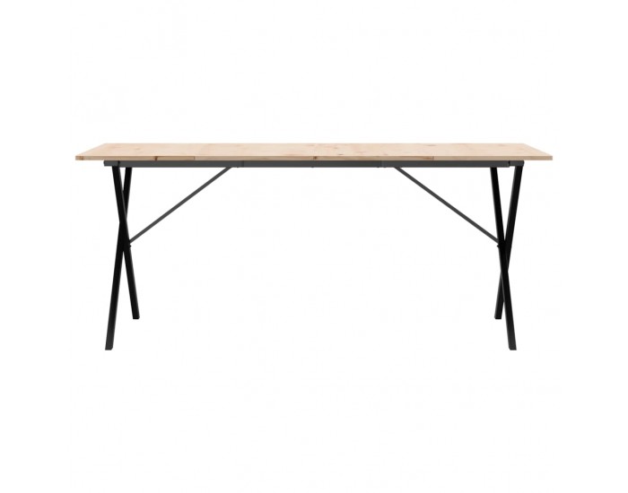 Sonata H Трапезна маса X-образна рамка 180x90x75 см бор масив и чугун