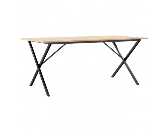 Sonata H Трапезна маса X-образна рамка 180x90x75 см бор масив и чугун