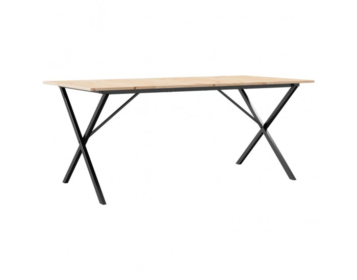 Sonata H Трапезна маса X-образна рамка 180x90x75 см бор масив и чугун