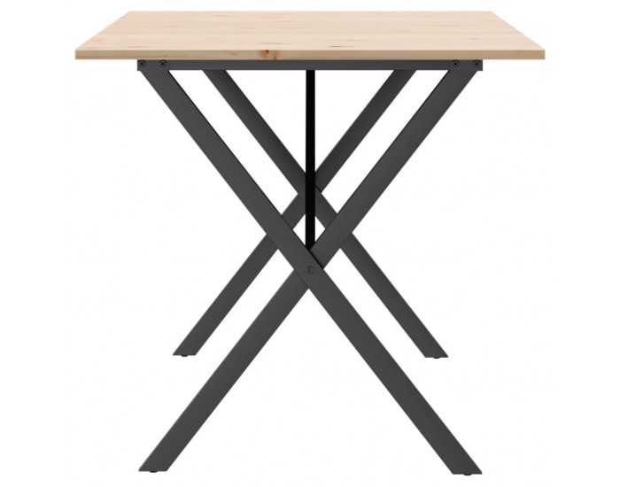 Sonata H Трапезна маса X-образна рамка 140x80x75 см бор масив и чугун