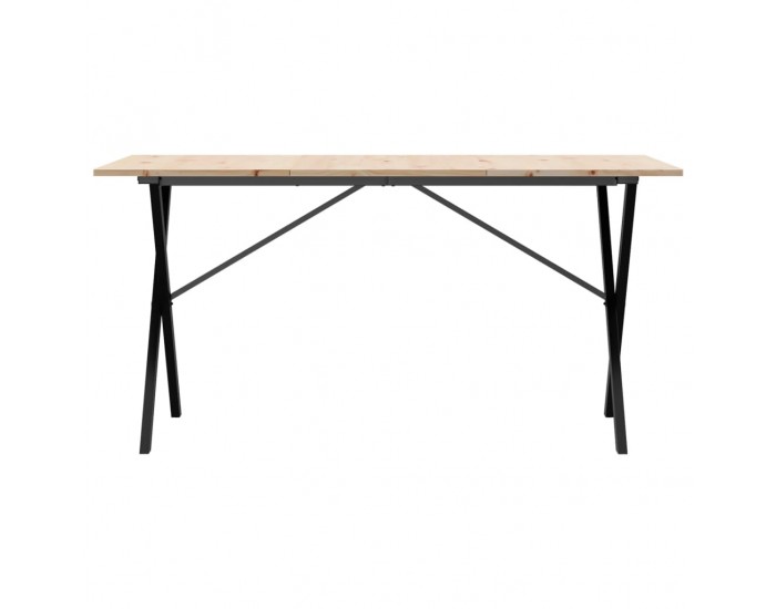 Sonata H Трапезна маса X-образна рамка 140x80x75 см бор масив и чугун