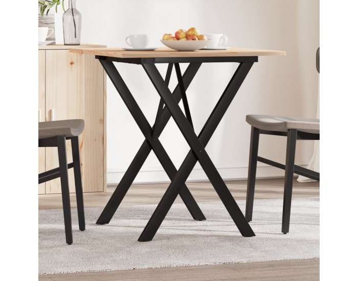 Sonata H Трапезна маса X-образна рамка 70x70x75 см бор масив и чугун