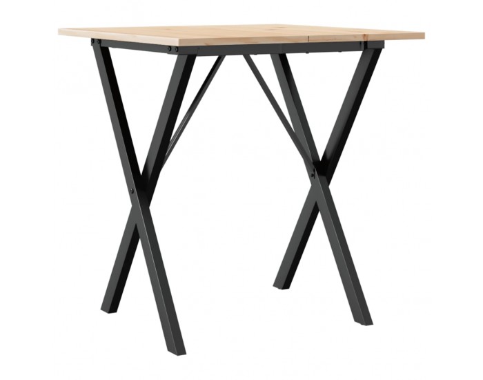 Sonata H Трапезна маса X-образна рамка 70x70x75 см бор масив и чугун