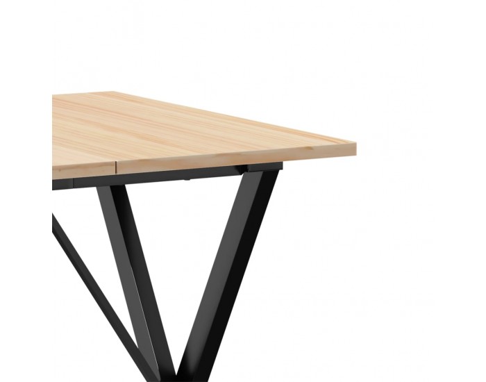 Sonata H Трапезна маса X-образна рамка 70x70x75 см бор масив и чугун