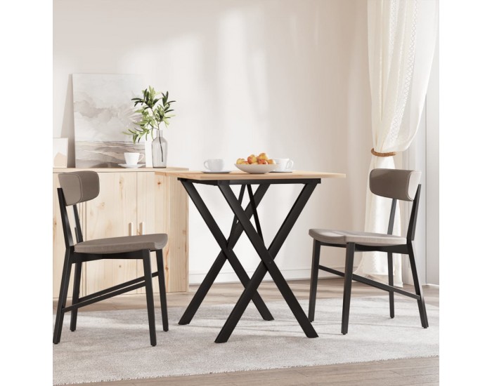 Sonata H Трапезна маса X-образна рамка 70x70x75 см бор масив и чугун