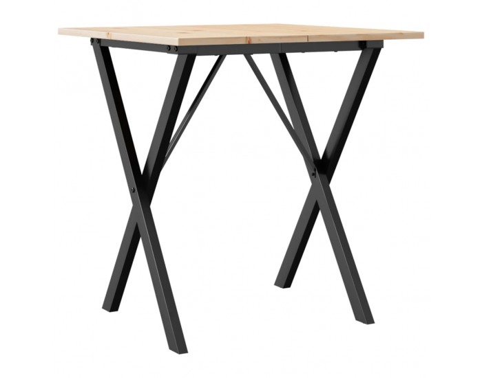 Sonata H Трапезна маса X-образна рамка 70x70x75 см бор масив и чугун
