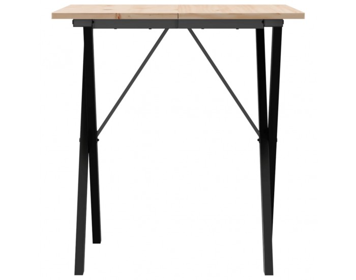 Sonata H Трапезна маса X-образна рамка 70x70x75 см бор масив и чугун