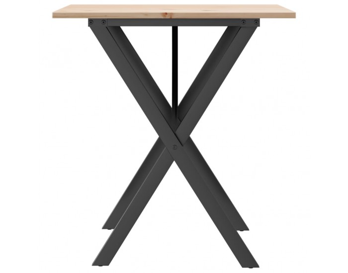 Sonata H Трапезна маса X-образна рамка 70x70x75 см бор масив и чугун