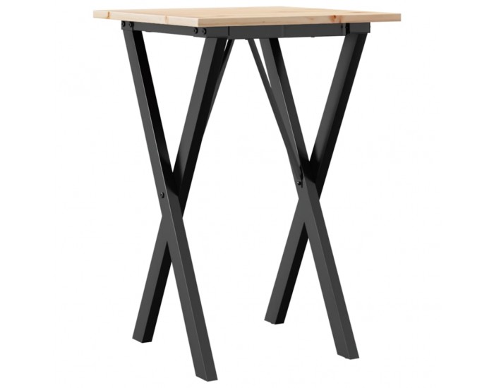 Sonata H Трапезна маса X-образна рамка 50x50x75 см бор масив и чугун