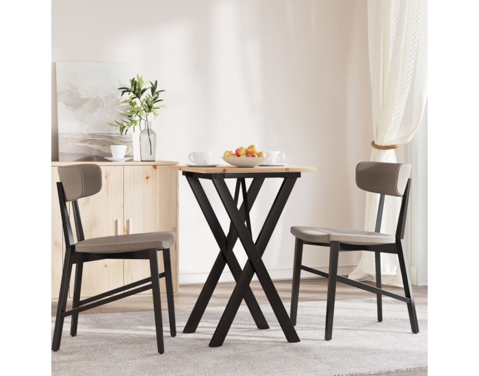 Sonata H Трапезна маса X-образна рамка 50x50x75 см бор масив и чугун