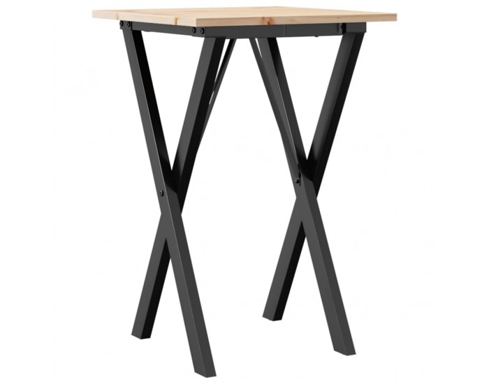 Sonata H Трапезна маса X-образна рамка 50x50x75 см бор масив и чугун