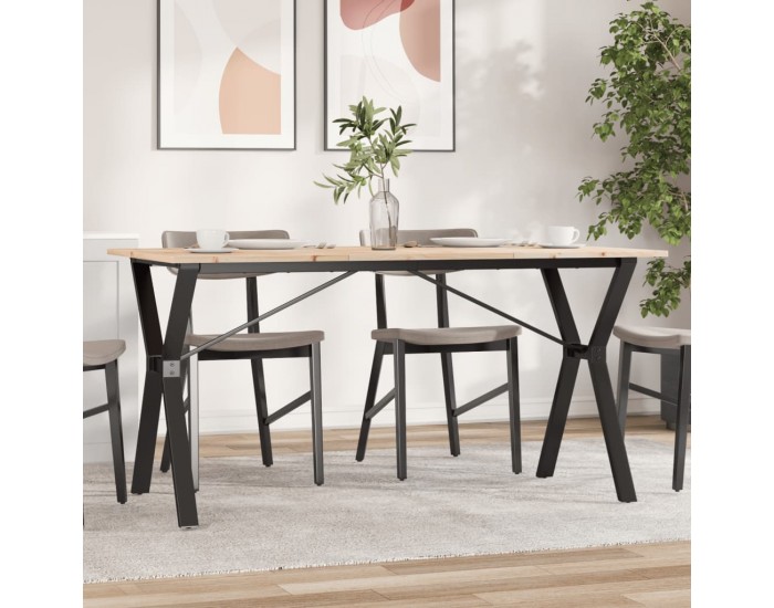 Sonata H Трапезна маса Y-образна рамка 160x80x75 см бор масив и чугун