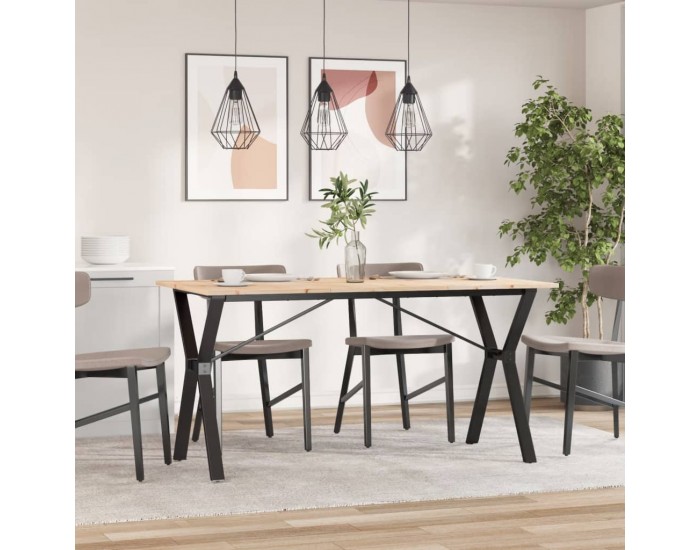 Sonata H Трапезна маса Y-образна рамка 160x80x75 см бор масив и чугун