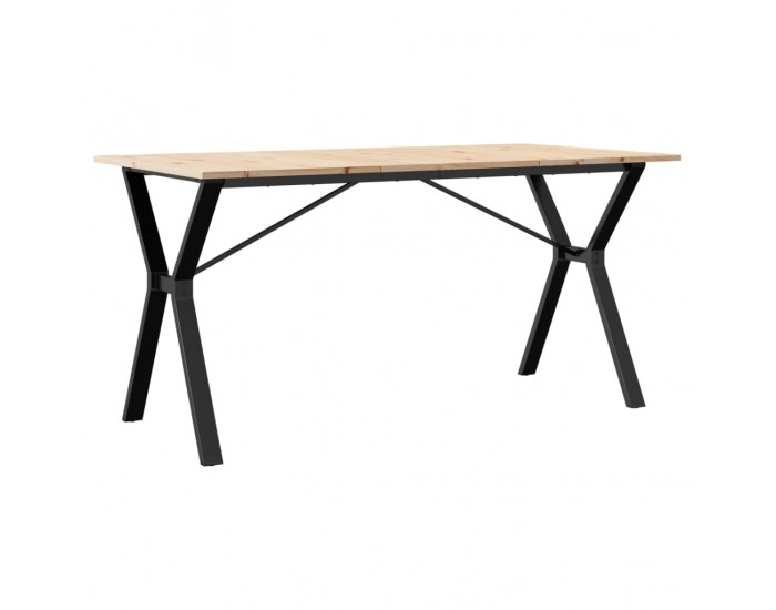 Sonata H Трапезна маса Y-образна рамка 160x80x75 см бор масив и чугун