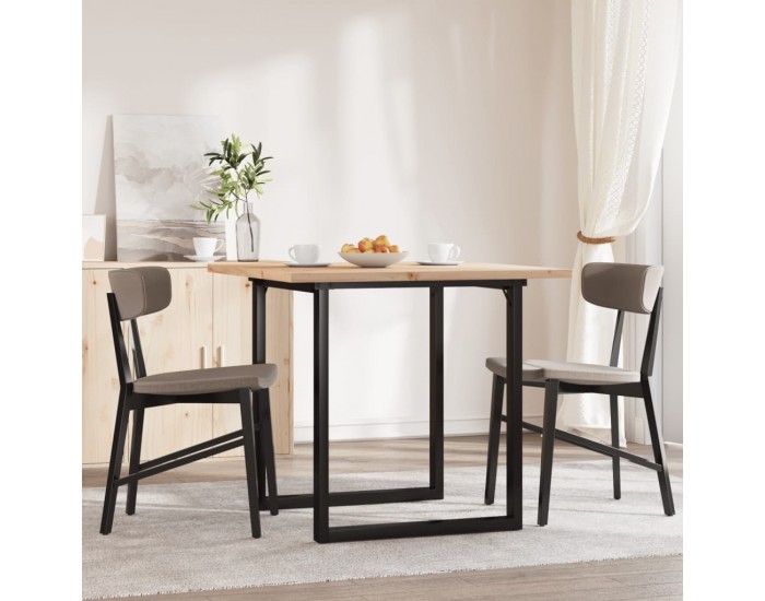 Sonata H Трапезна маса О-образна рамка 90x90x75,5 см бор масив и чугун